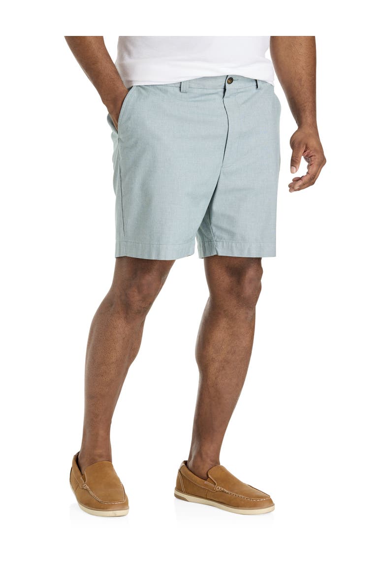 Big & Tall Chambray Flat-Front Shorts, Main, color, BLUE SPRUCE