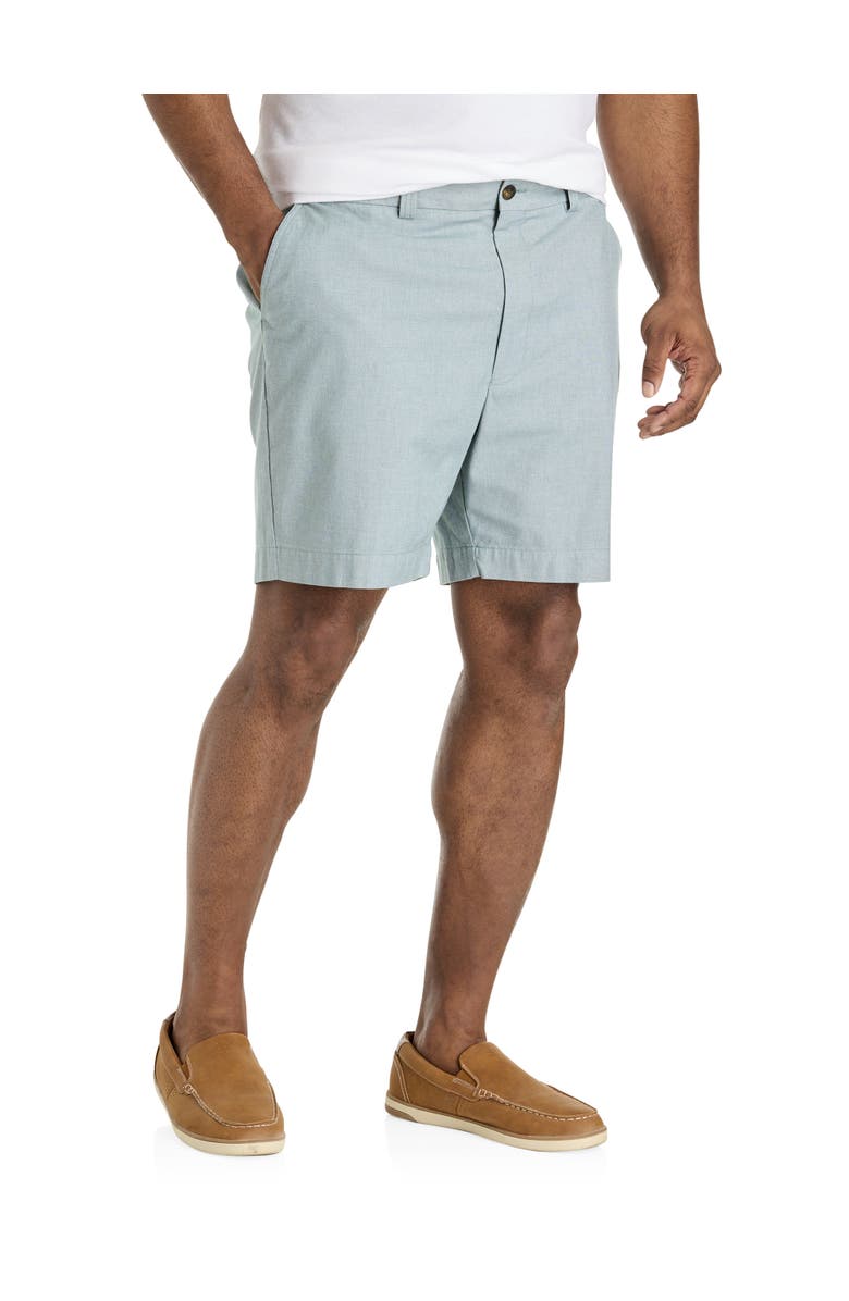 Oak Hill by DXL Big & Tall Chambray Flat-Front Shorts, Main, color, Blue Spruce