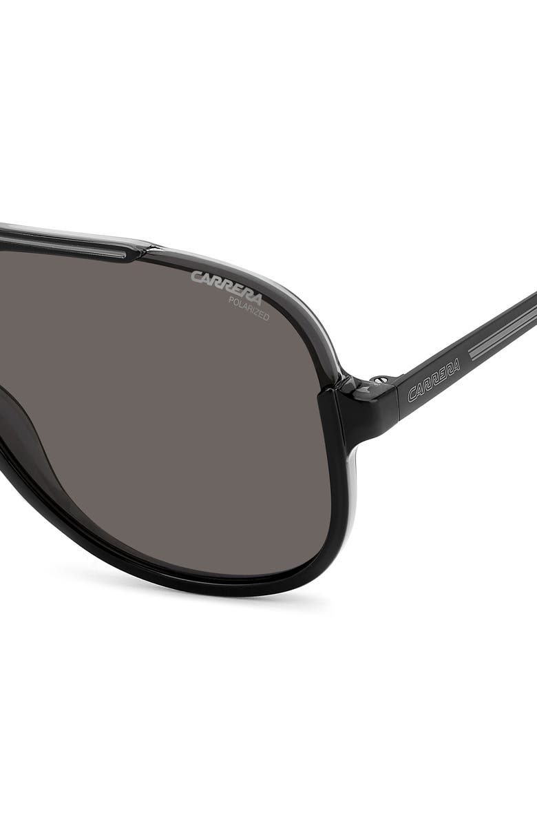Carrera Eyewear 64mm Oversize Aviator Sunglasses, Alternate, color, Black Grey/ Gray Polar