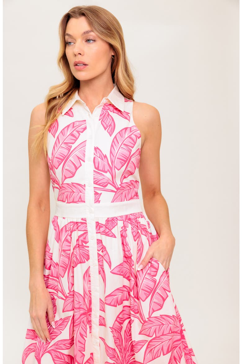 Trpoical Print Sleeveless Maxi Shirtdress, Alternate, color, IVORY PINK