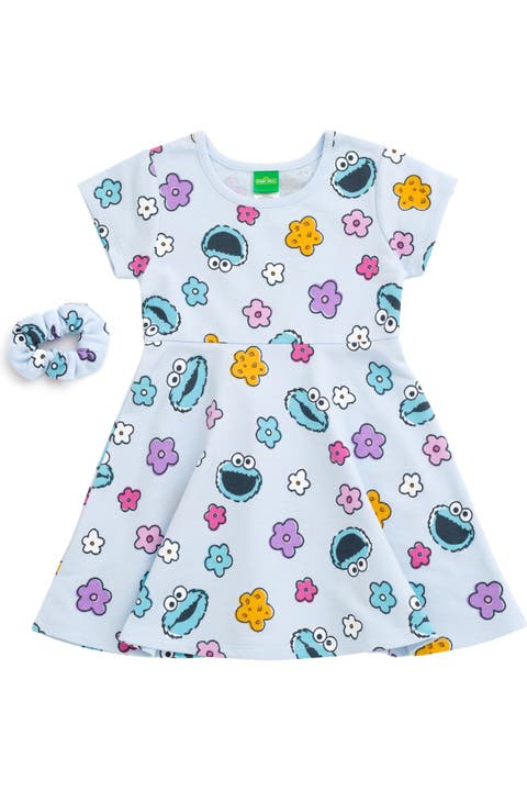 2-piece Skater Dress And Scrunchie Set (baby)