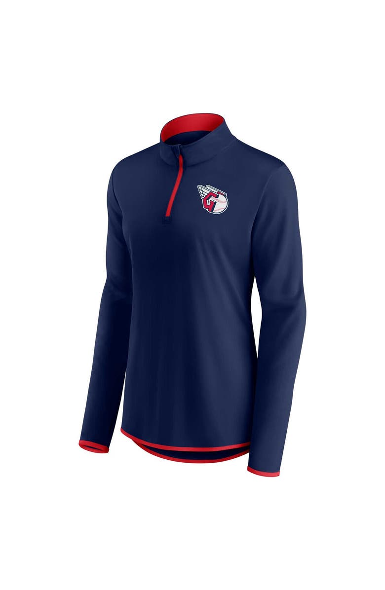 FANATICS Women's Fanatics Branded Navy Cleveland Guardians Corner Quarter-Zip Top, Alternate, color,