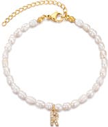 Adornia Freshwater Pearl Initial Charm Bracelet
