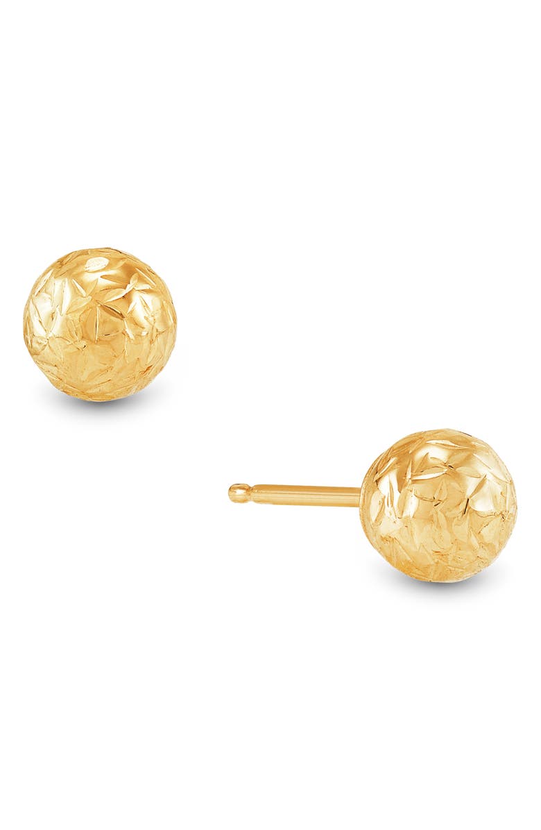 Frankie & Zoe Set of 3 Cut Ball Stud & Hoop Earrings, Alternate, color, Yellow Gold