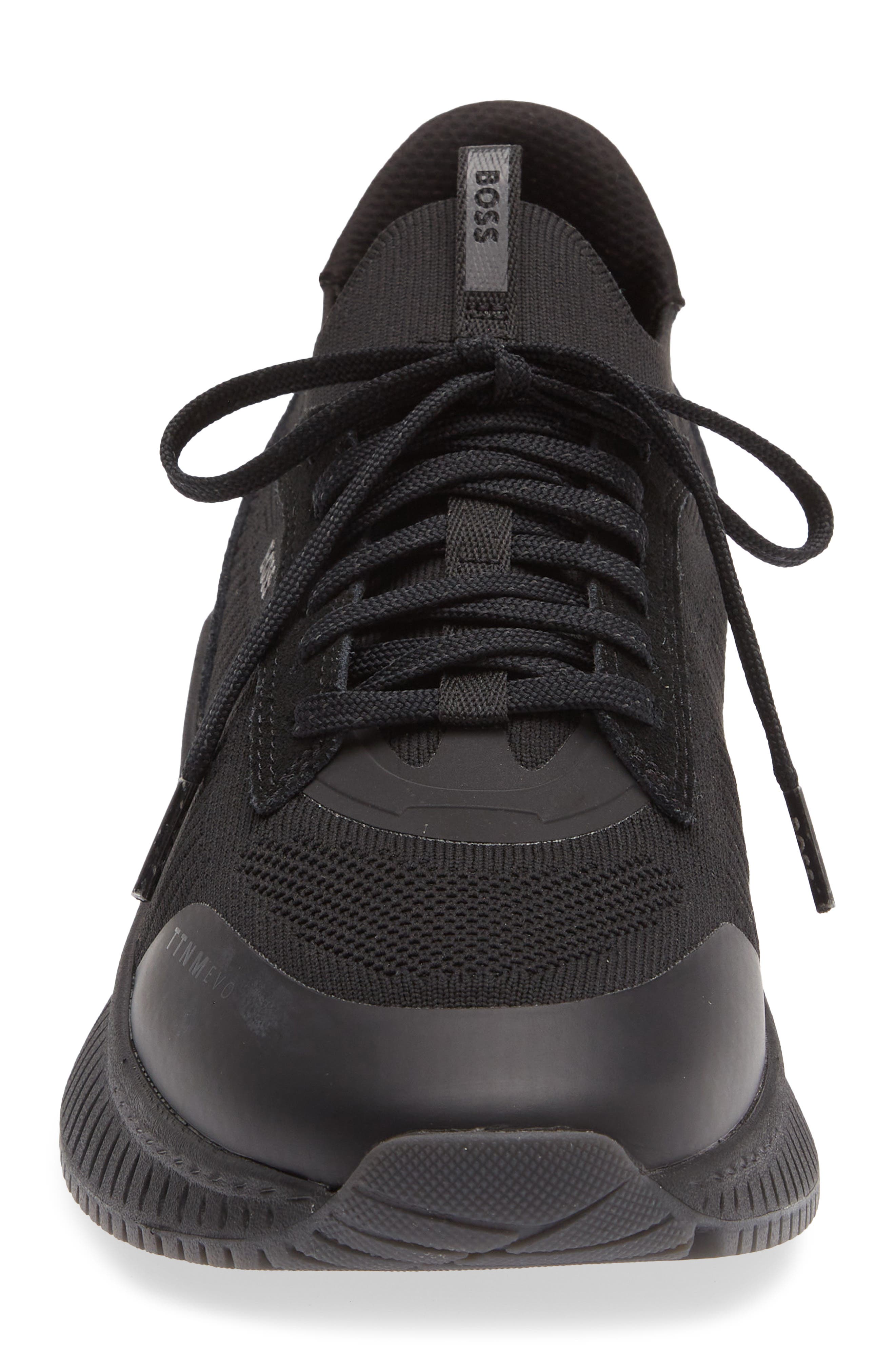 Titanium Evo Leather Sneaker, Alternate, color, BLACK