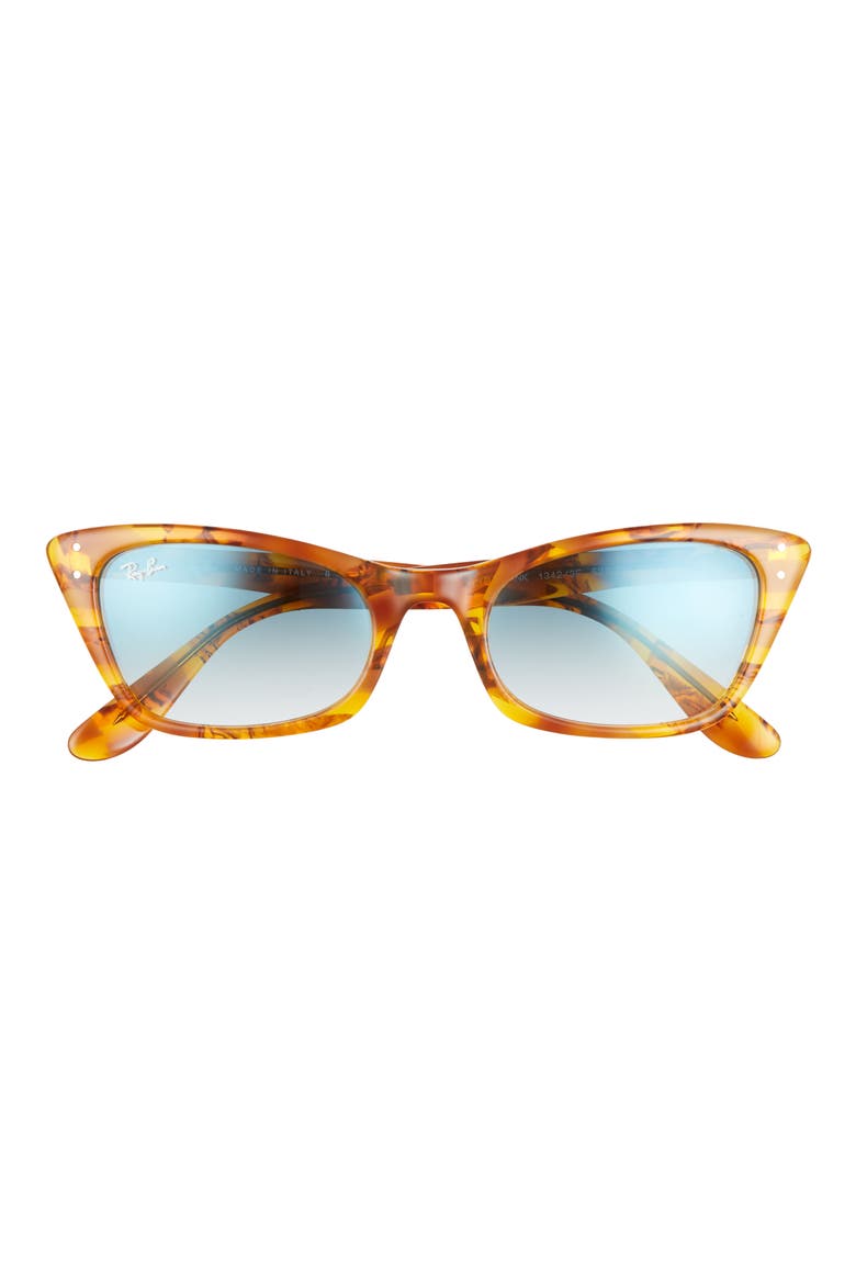 52mm Transparent Cat Eye Sunglasses, Main, color, AMBER TORTOISE/ BLUE