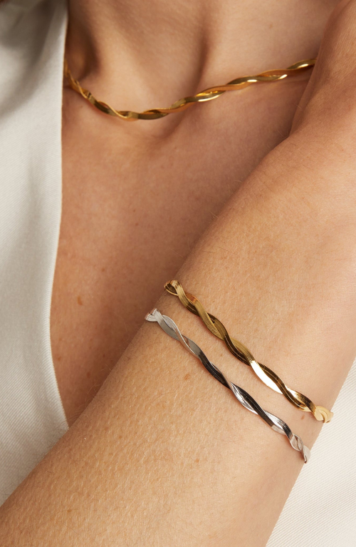 Aurate New York Herringbone Twist Bracelet In White