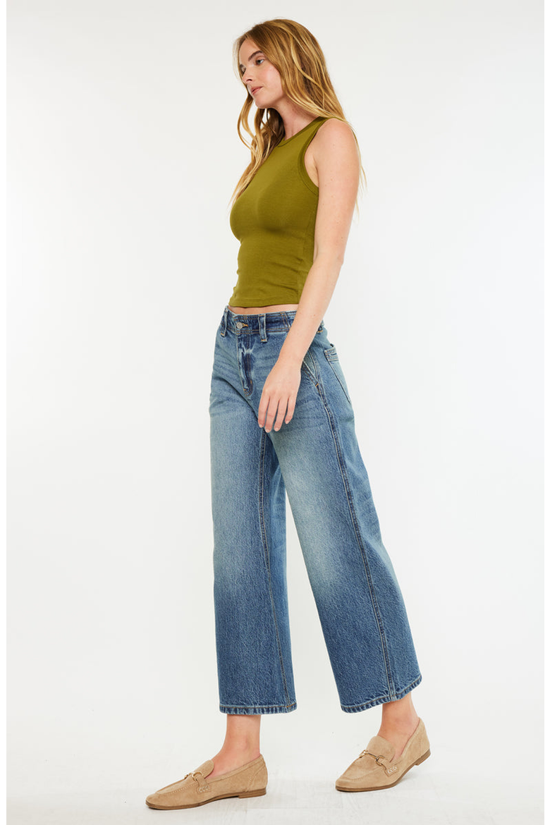 Bells Mid Rise Loose Barrel Jeans, Alternate, color, Medium Wash