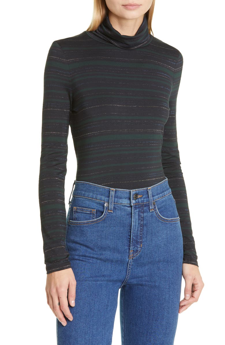 Veronica Beard Audrey Stripe Turtleneck Top, Main, color,