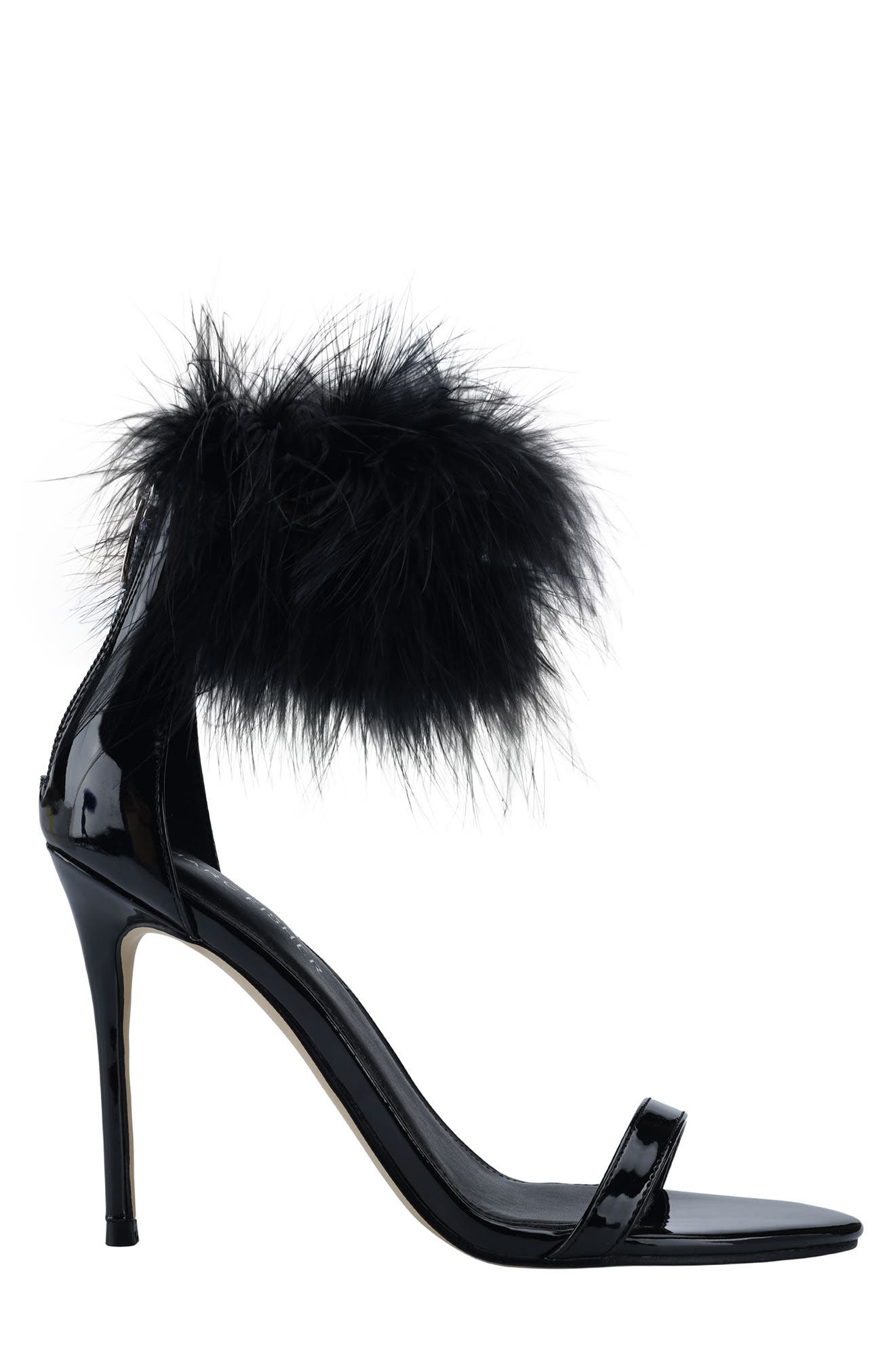 Marc Fisher Genivy Feather Ankle Strap Stiletto Sandal, Alternate, color, 