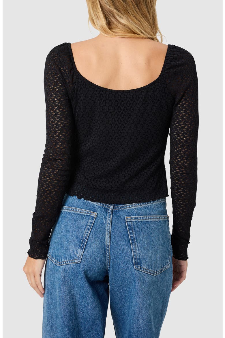 Tie Front Lace Top, Alternate, color, BLACK