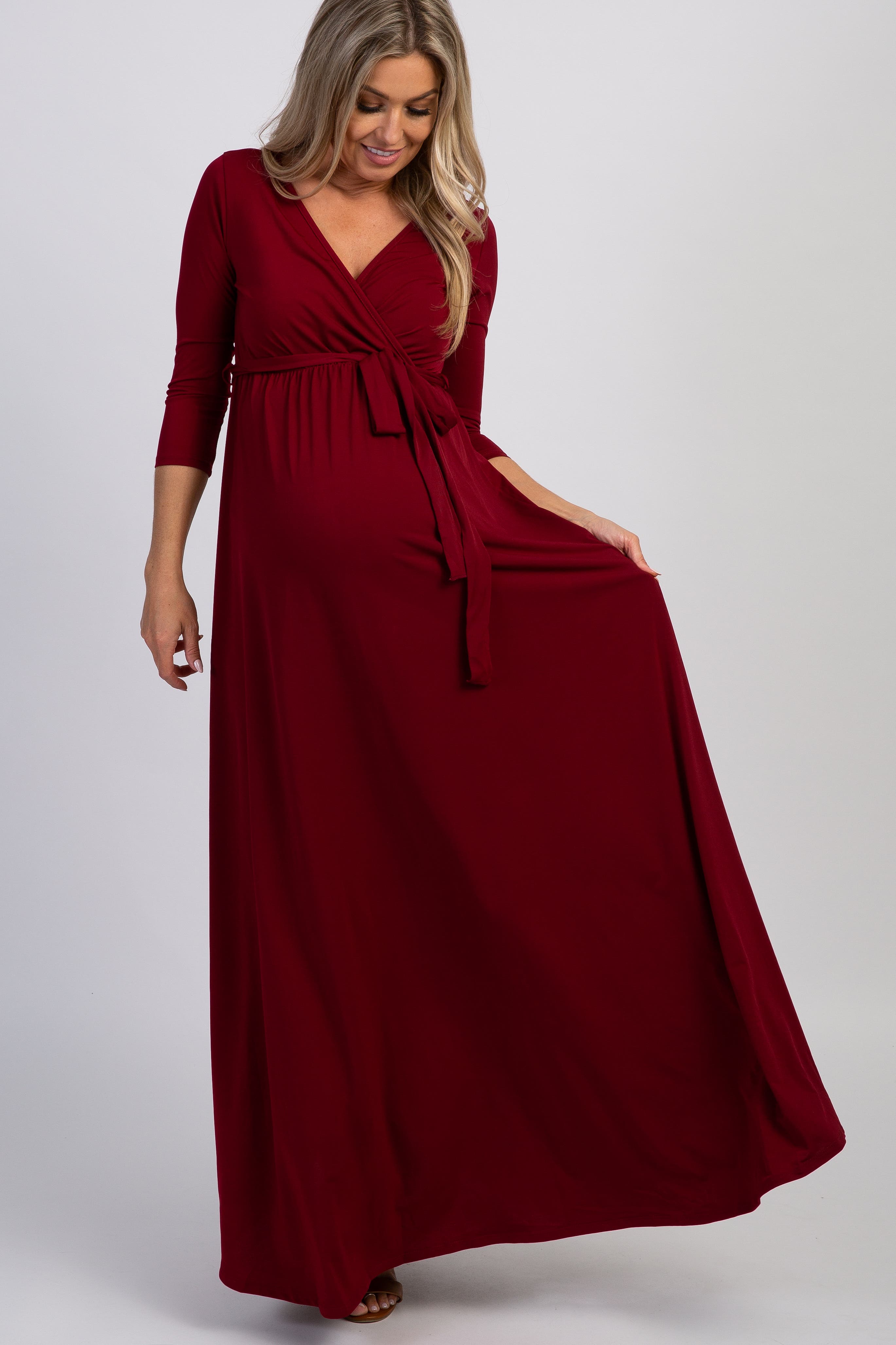 Draped 3/4 Sleeve Maxi Dress - image 3
