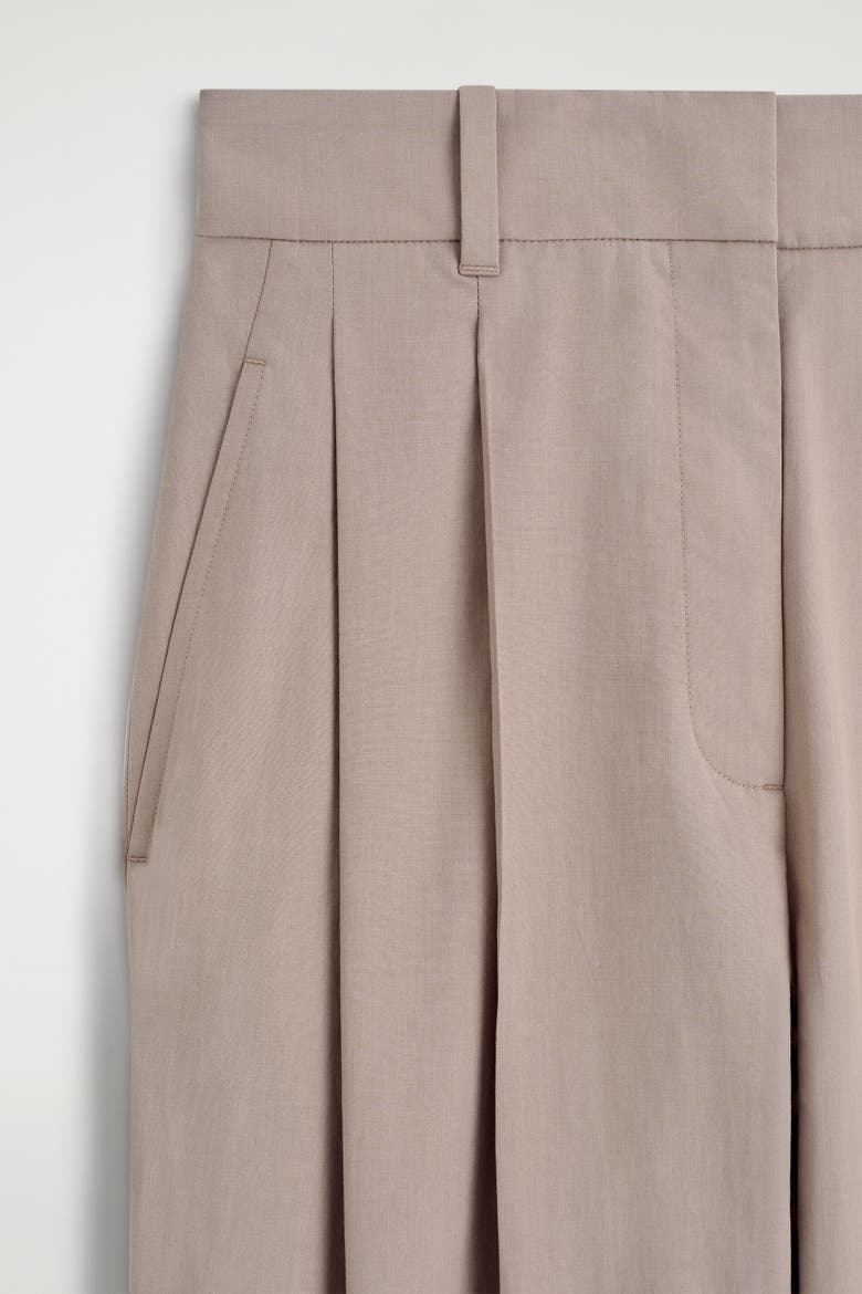 Tailored Cotton Balloon-leg Pants, Alternate, color, BEIGE