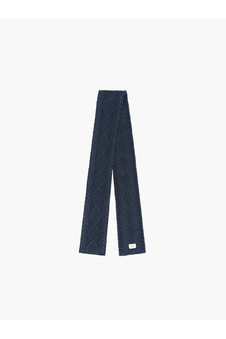 Cable Knit Skinny Scarf, Alternate, color, White