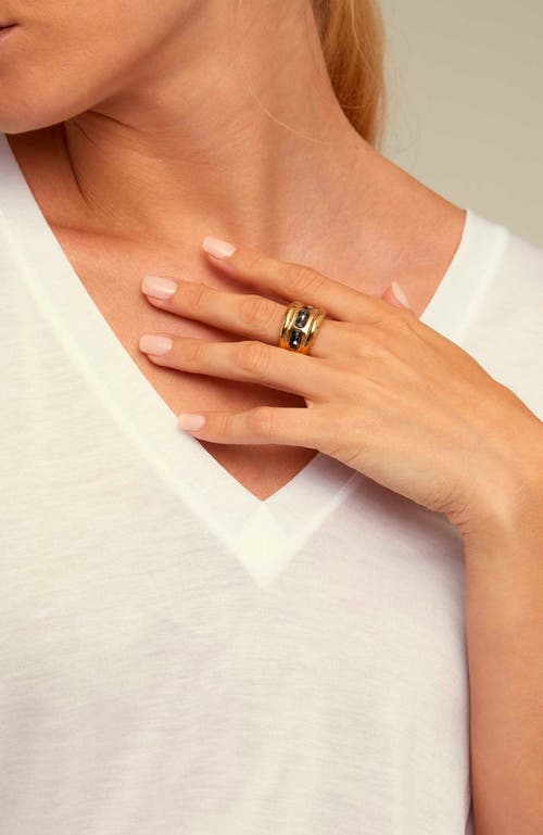 Unode50 Triple Grey Crystal Ring In Gold