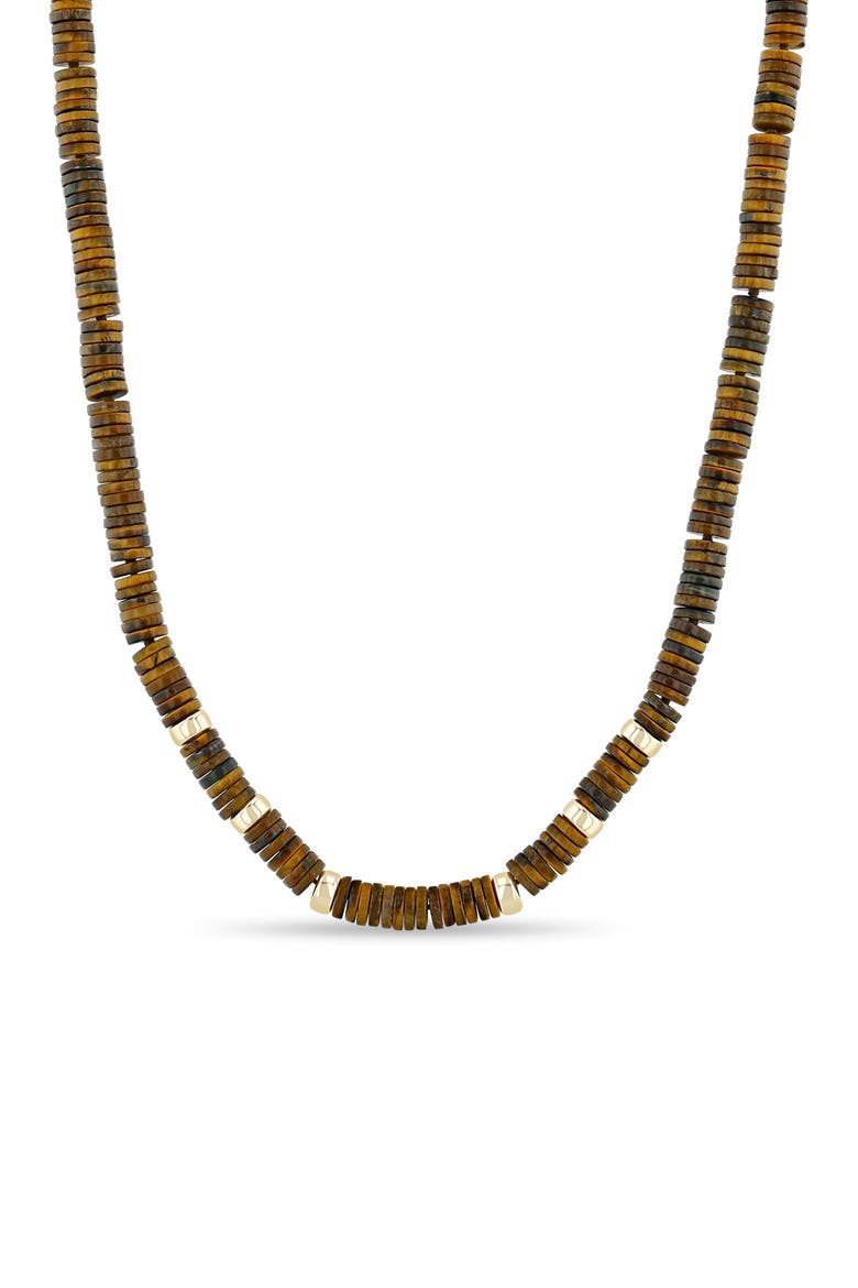 14K Yellow Gold Tiger's Eye Bead Necklace, Main, color, 14K YELLOW GOLD