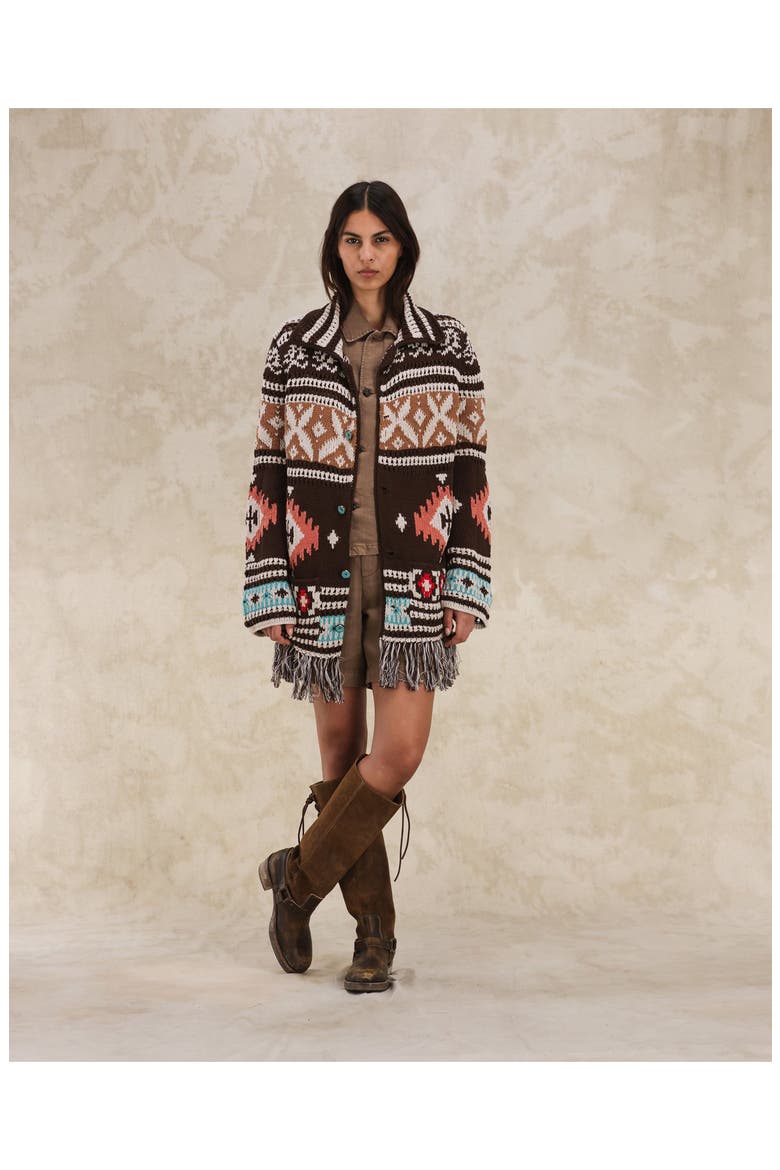 Lilly Navajo Alpaca and Cotton Cardigan, Alternate, color, NAVAJO PATTERN