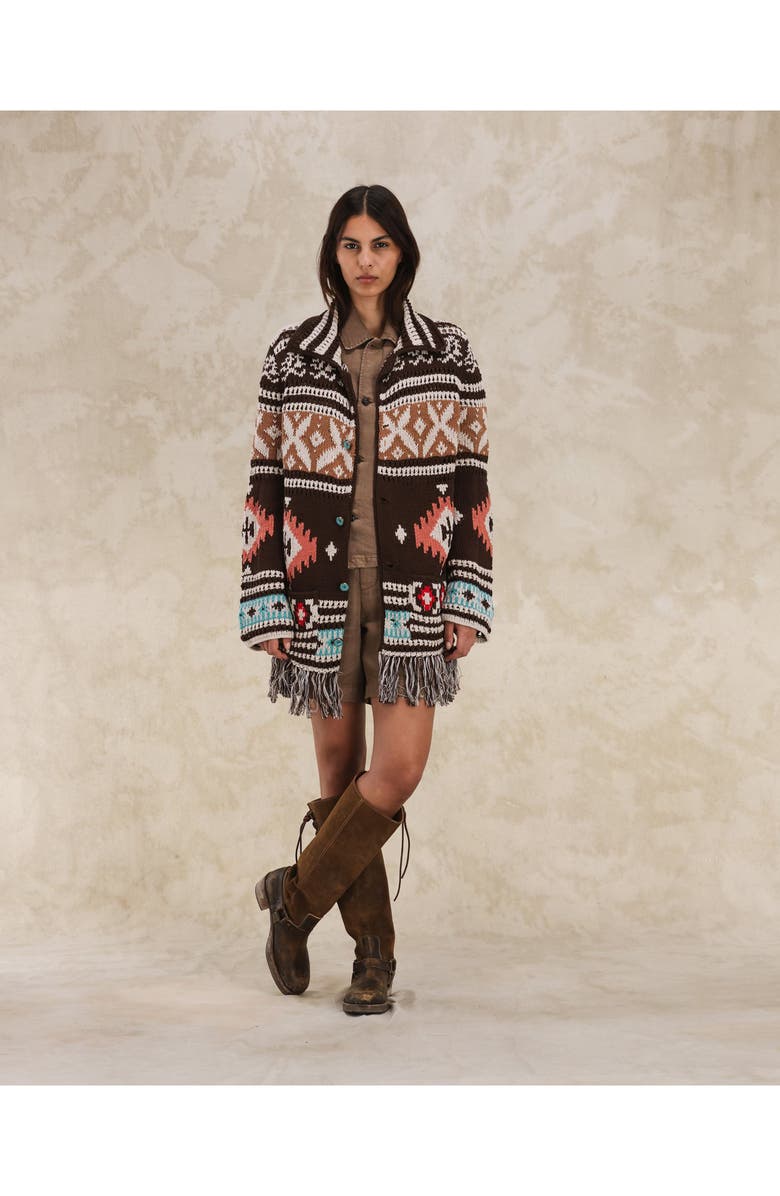 Fortela Lilly Navajo Alpaca and Cotton Cardigan, Alternate, color, Navajo Pattern