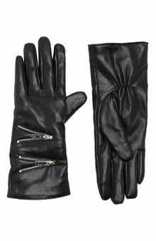 Steve Madden Zipper Faux Leather Gloves