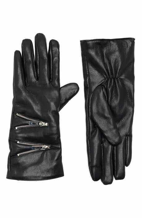 Steve Madden Zipper Faux Leather Gloves