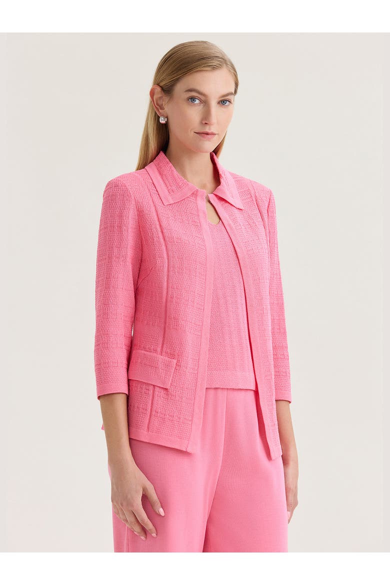 Tailored Tonal Pointelle Knit Jacket, Alternate, color, Pink