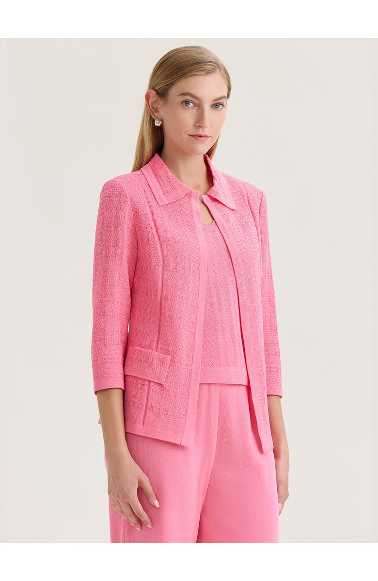 Misook Tailored Tonal Pointelle Knit Jacket, Alternate, color, Pink