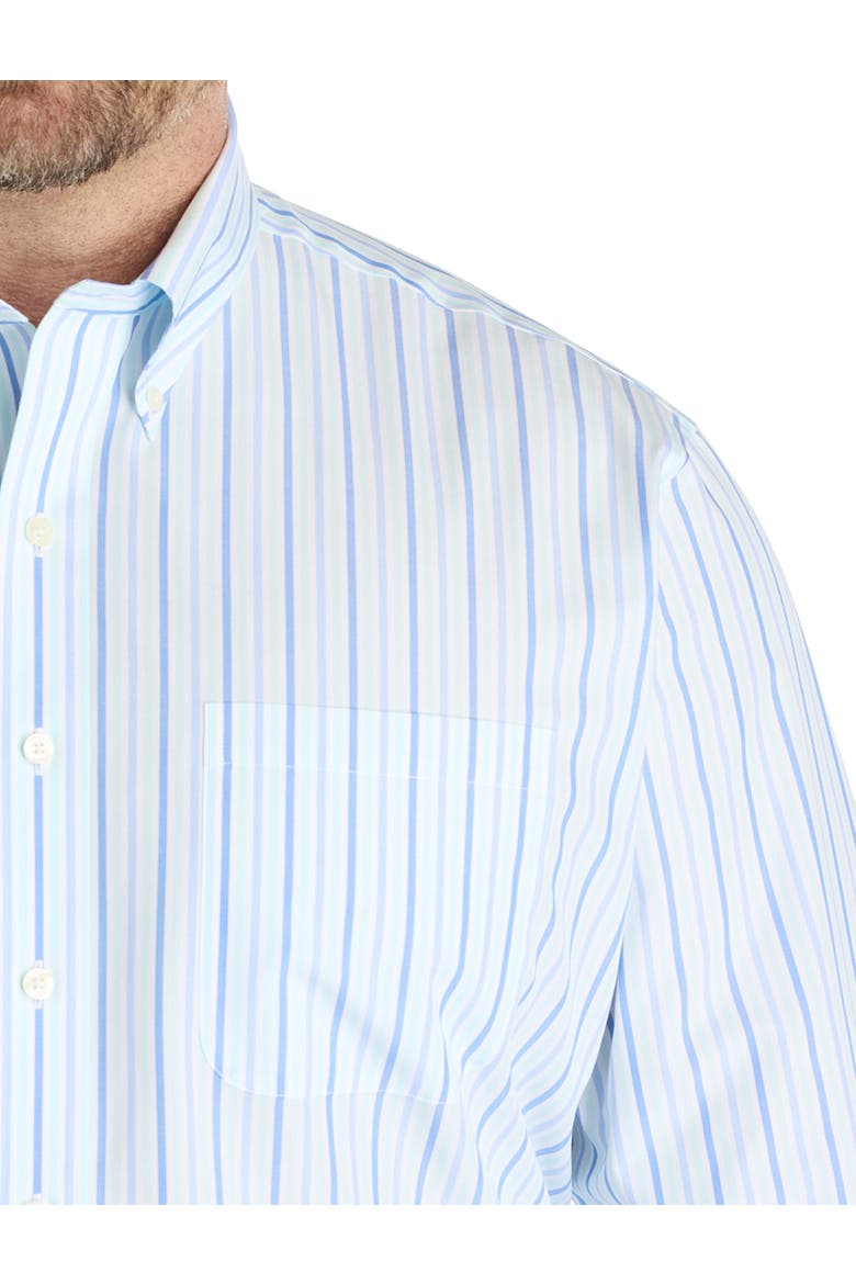 Big & Tall  Non-Iron Striped Broadcloth Sport Shirt, Alternate, color, AQUA STRIPE