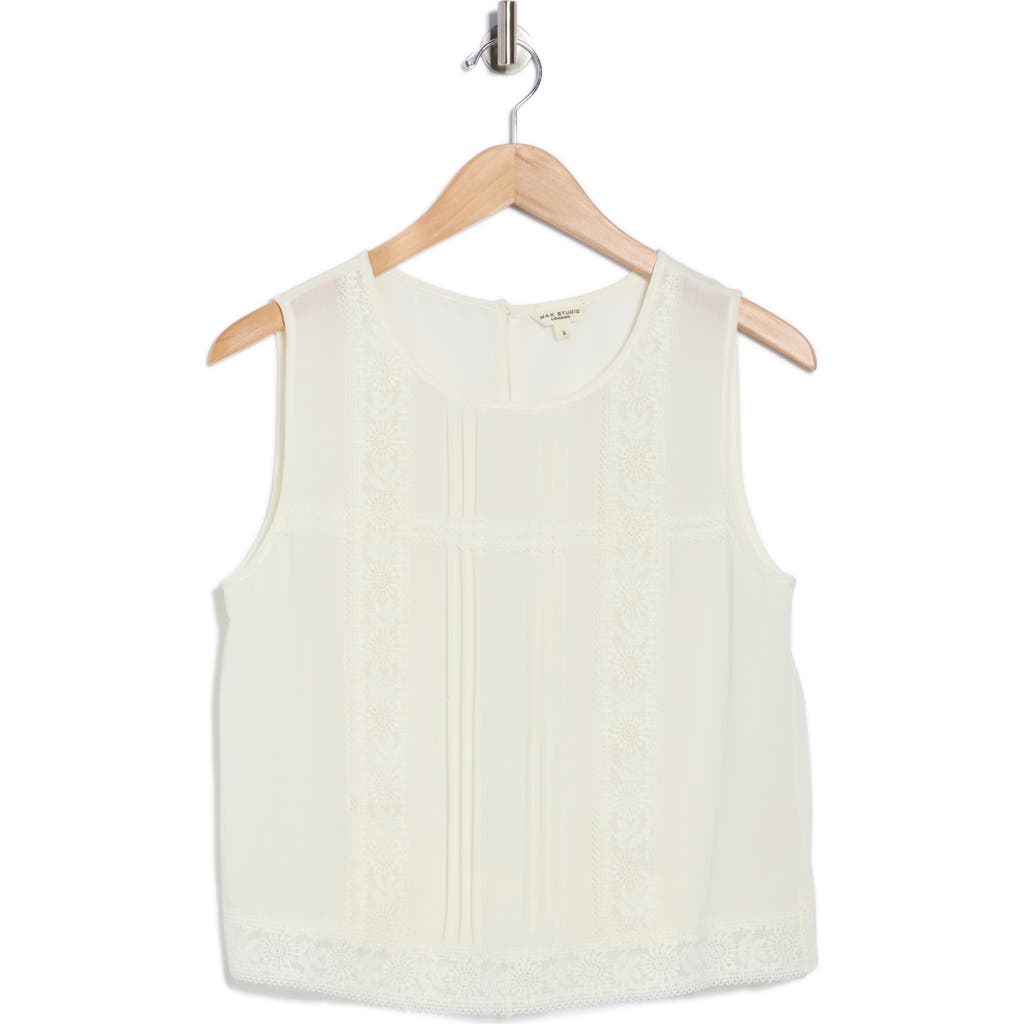 Max Studio Lace Embroidered Tank In White