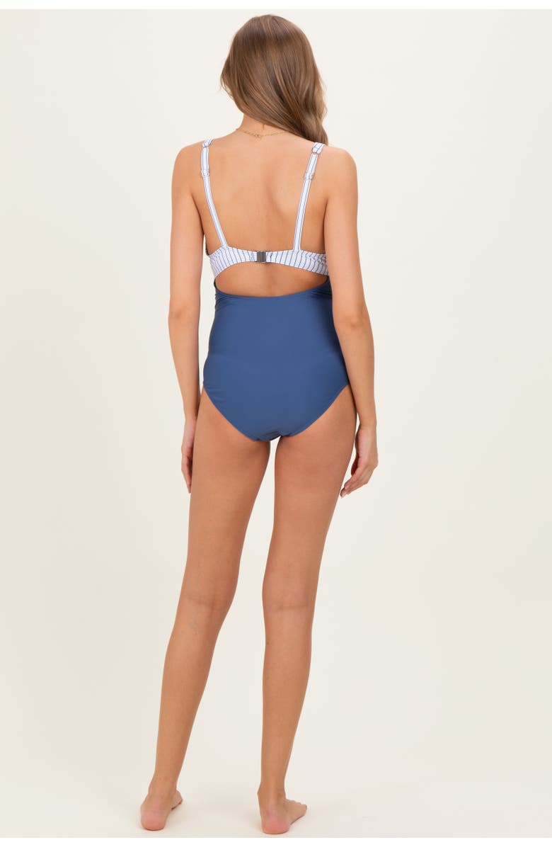 PinkBlush Striped Color Block Cutout Swimsuit, Alternate, color,