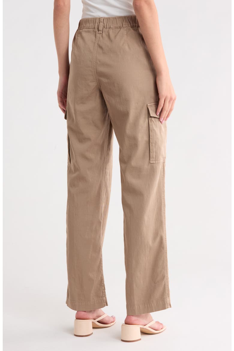 Mixed Media Wide Leg Cargo Pants, Alternate, color, COFFEE