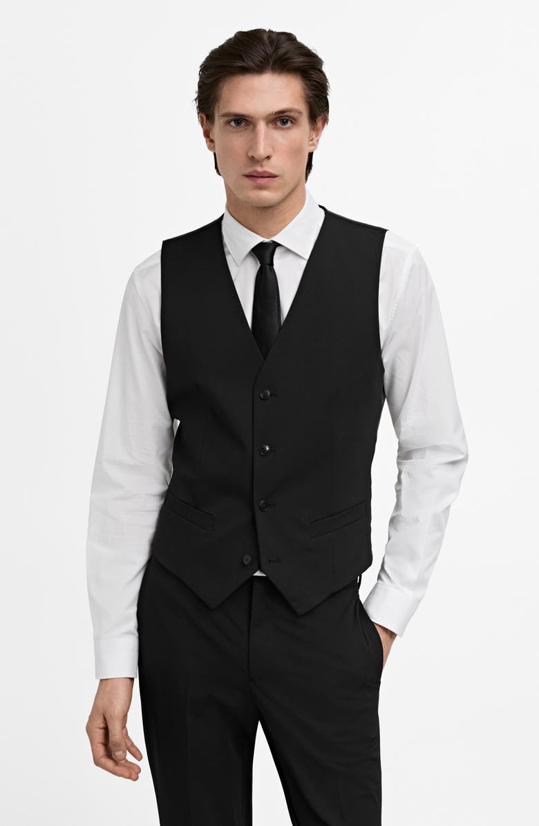 MANGO Paris Superslim Fit Suit Vest, Alternate, color, Black