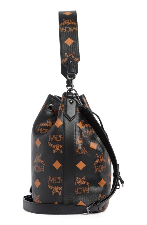 Mcm Dessau Monogram Bucket Bag In Black