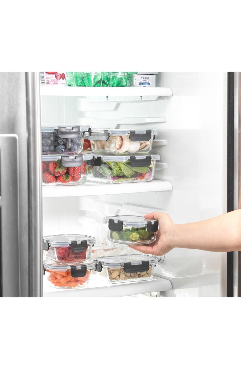 JoyJolt 24-Piece Glass Food Storage Containers with Airtight Lids, Alternate, color, Clear/ Black