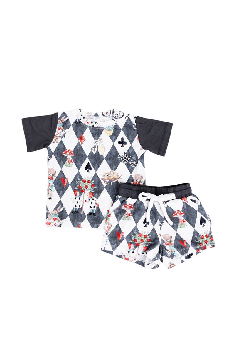 Charlie Lou Baby<sup>®</sup> Baby's Alice in Wonderland Shorts and Shirt Set, Main, color, Grey