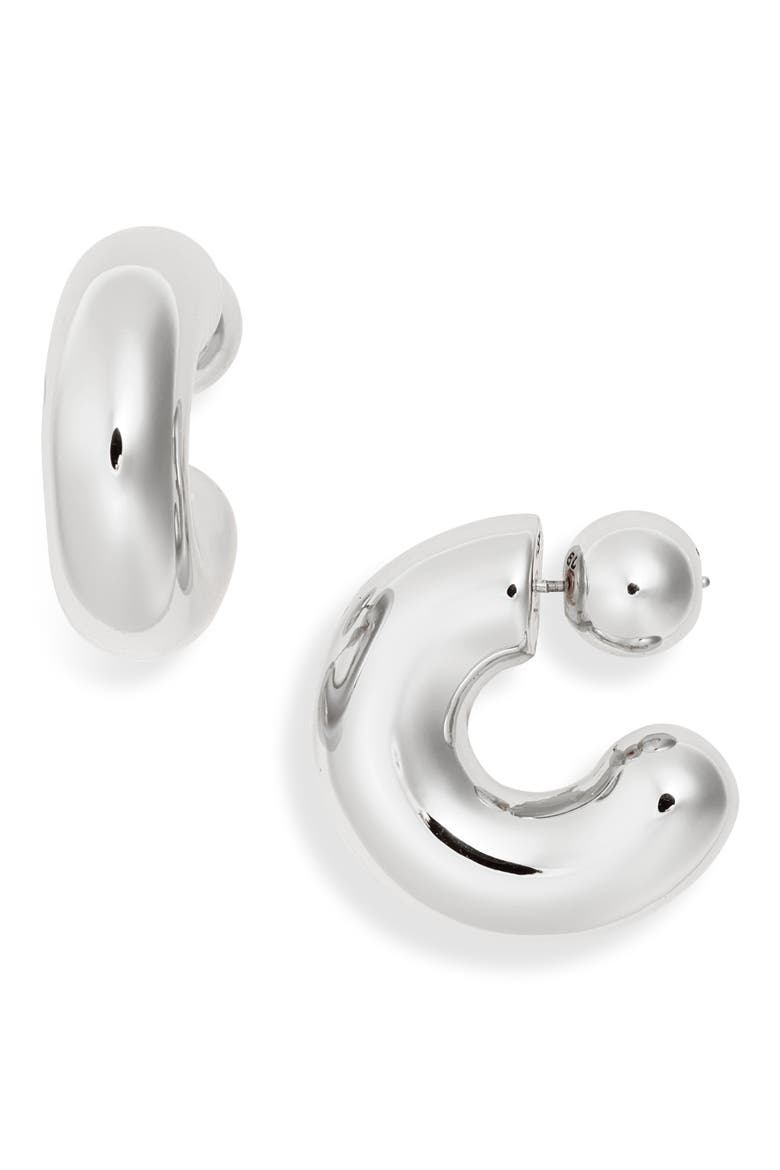 Large Tome Hoop Earrings, Main, color, HIGH POLISH SILVER