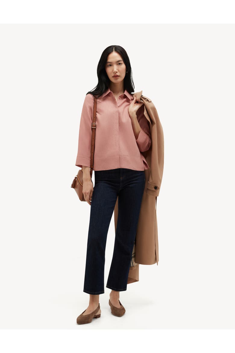 Nita Three-Quarter Sleeve Linen Shirt, Alternate, color, Softpeachpink