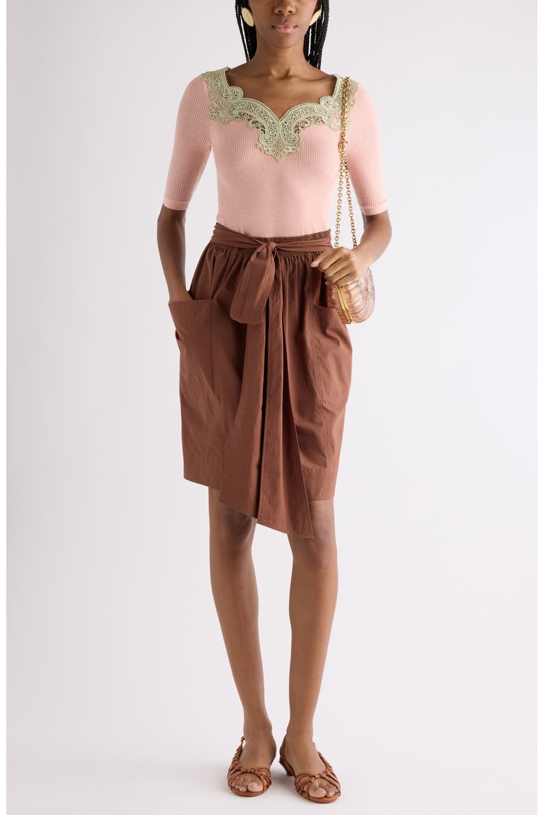 Tie Waist Cotton Poplin Skirt (Women) | Nordstrom
