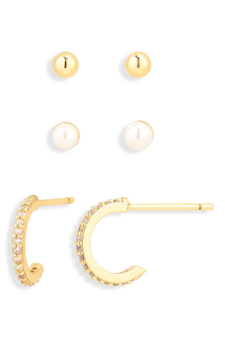 Naomi Set of 3 Pairs of Earrings, Main, color, GOLD