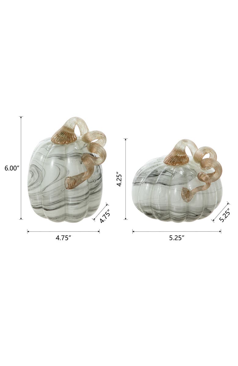 Glitzhome Set of 2 Glass Short Pumpkins, Alternate, color, 