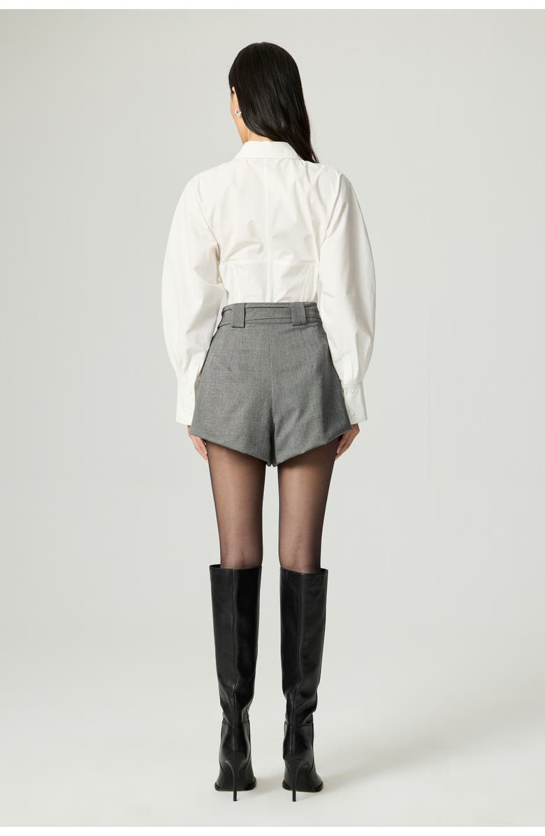 Nocturne Belted High-Waist Mini Shorts, Alternate, color, Dark Grey