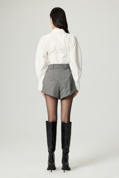 Nocturne Belted High-waist Mini Shorts In Gray