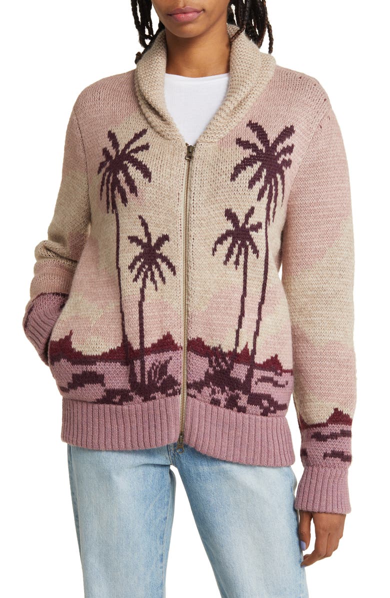 Faherty Sunset Palm Beach Zip Front Cardigan, Alternate, color, 