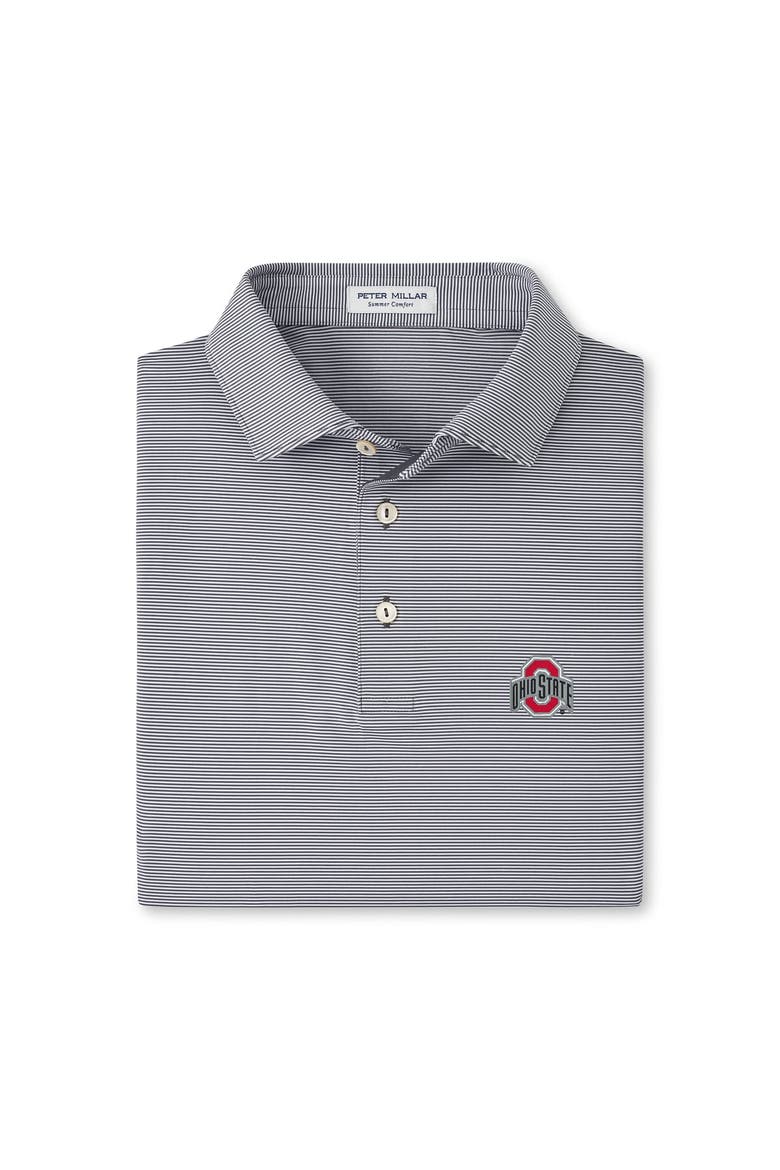 Men's Peter Millar  Gray Ohio State Buckeyes Jubilee Stripe Stretch Jersey Polo, Main, color, Gray