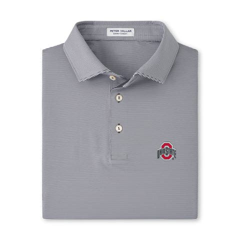 Men's Peter Millar  Gray Ohio State Buckeyes Jubilee Stripe Stretch Jersey Polo