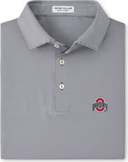 Peter Millar Men's Peter Millar Gray Ohio State Buckeyes Jubilee Stripe Stretch Jersey Polo
