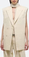 Helmut Lang Sleeveless Linen Blend Car Blazer