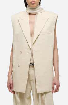 Helmut Lang Sleeveless Linen Blend Car Blazer