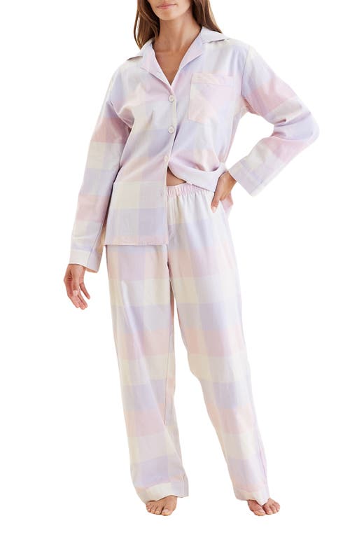 Papinelle Plaid Cotton Pajamas In Purple