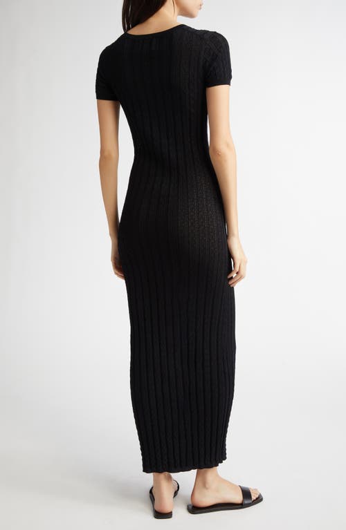 LOULOU DE SAISON LOULOU DE SAISON ARUBA RIB POINTELLE FITTED MAXI SWEATER DRESS