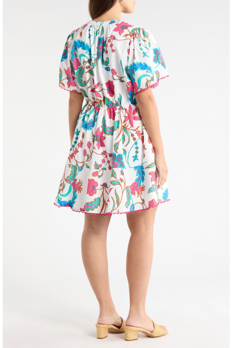 Izzie Floral Print Minidress, Alternate, color, WHITE-FUCHSIA